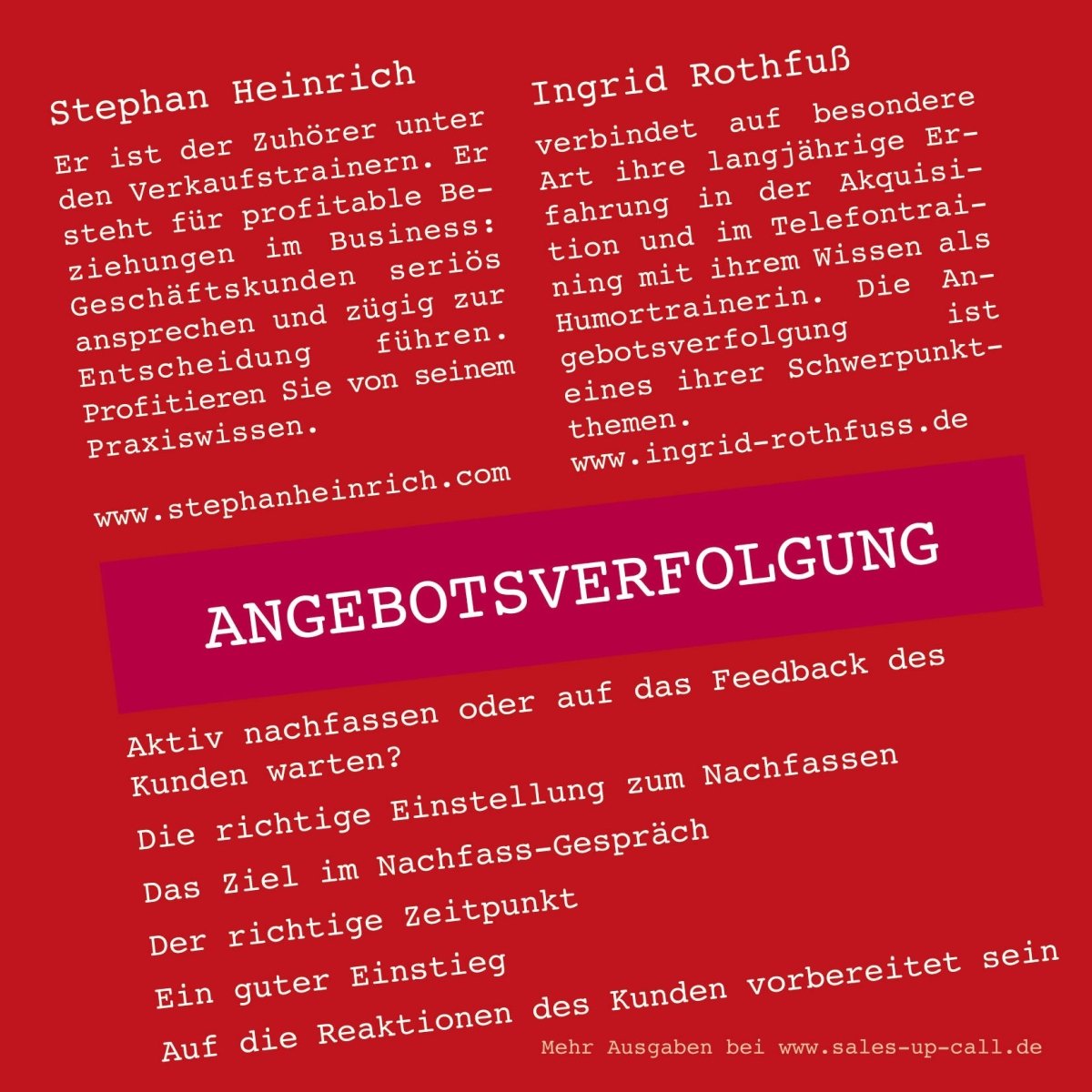 Angebotsverfolgung - Sales-up-Call - Stephan Heinrich