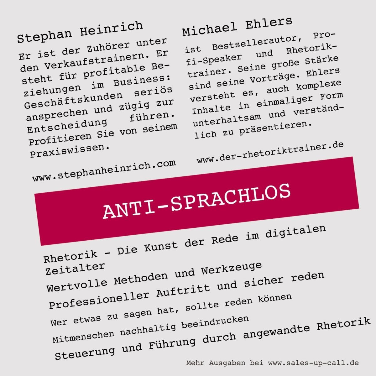 Anti-Sprachlos - Sales-up-Call - Stephan Heinrich