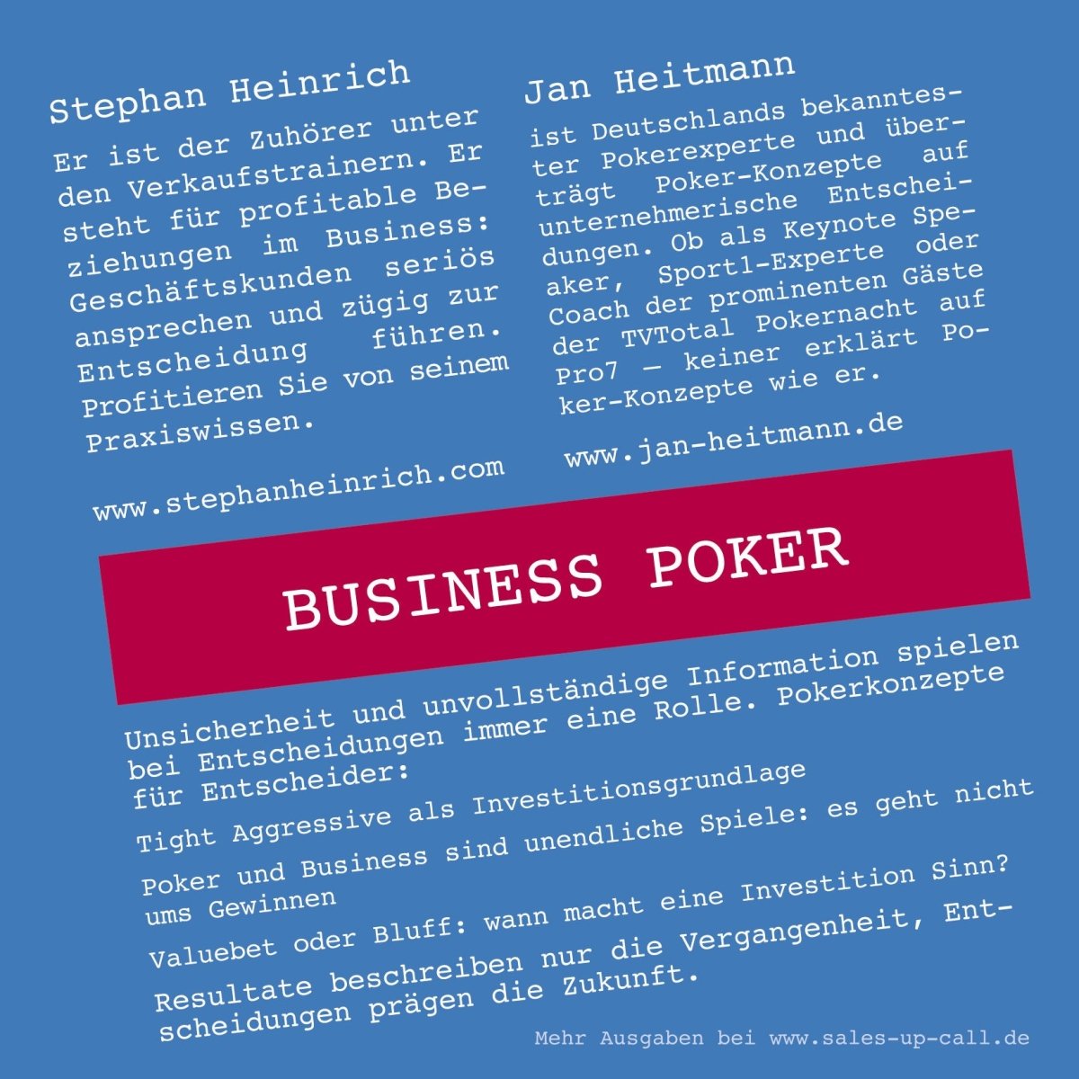Business Poker - Sales-up-Call - Stephan Heinrich