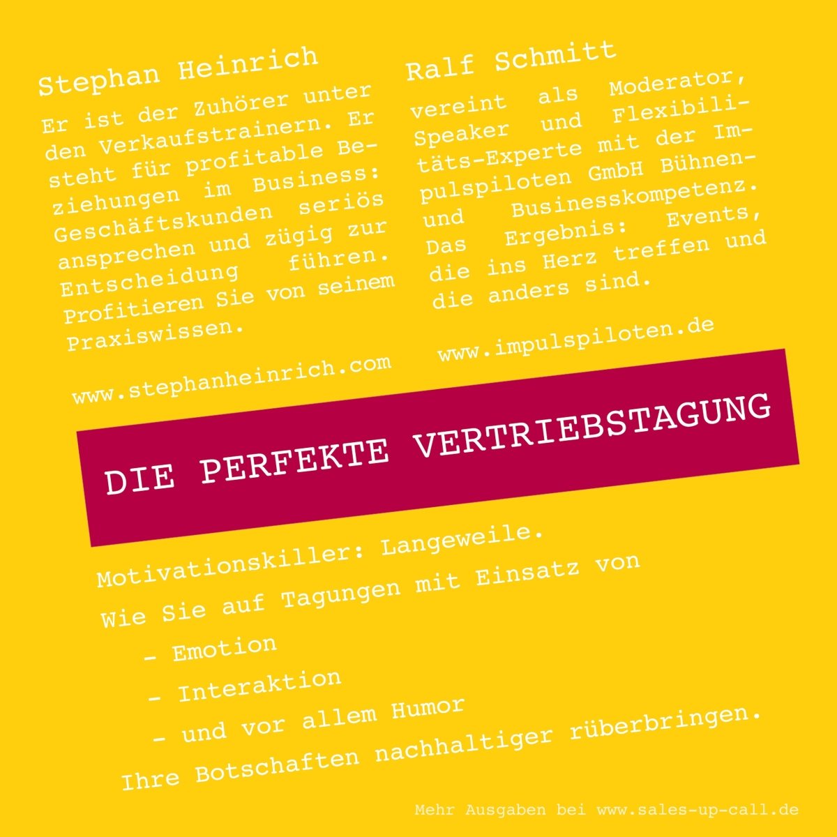 Die perfekte Vertriebstagung - Sales-up-Call - Stephan Heinrich