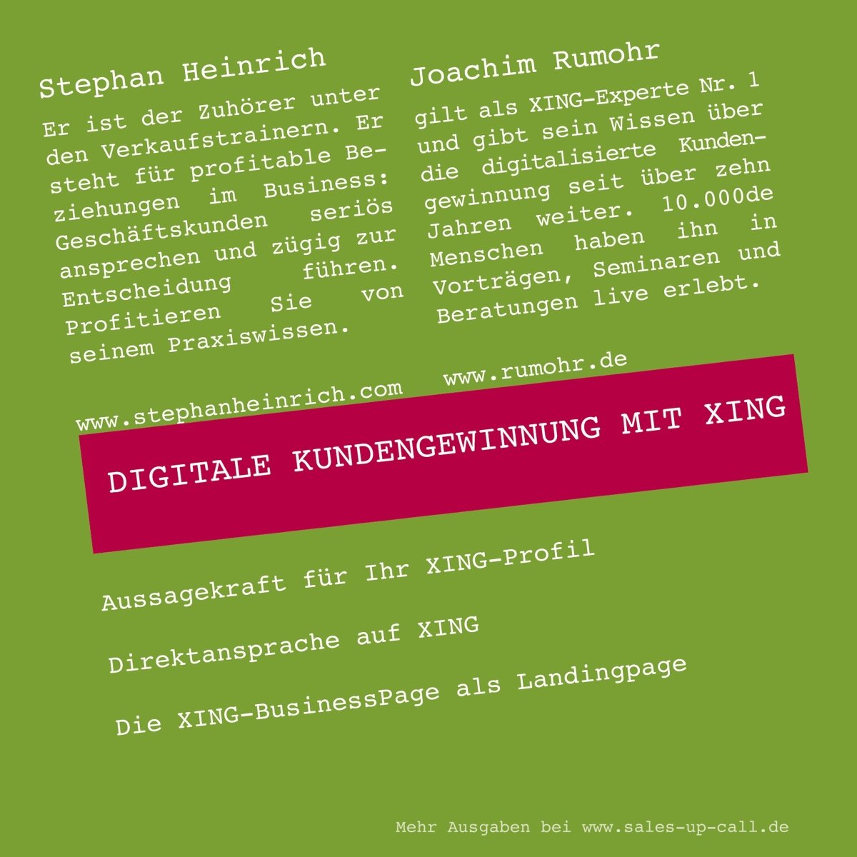 Digitale Kundengewinnung mit XING - Sales-up-Call - Stephan Heinrich