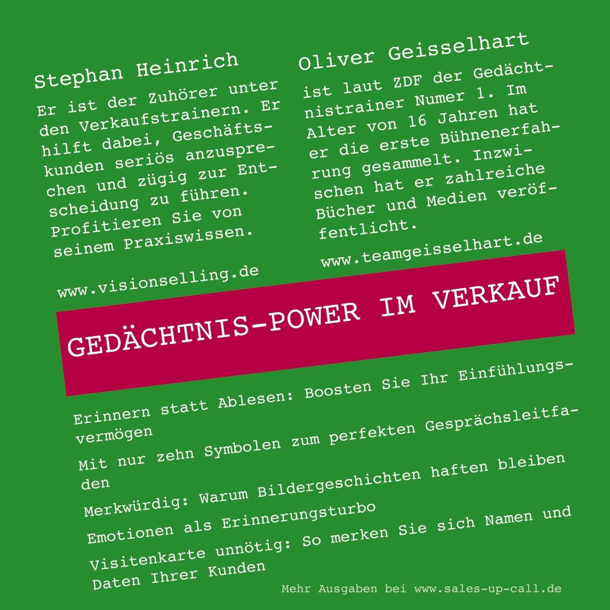 Gedächtnis-Power im Verkauf - Sales-up-Call - Stephan Heinrich