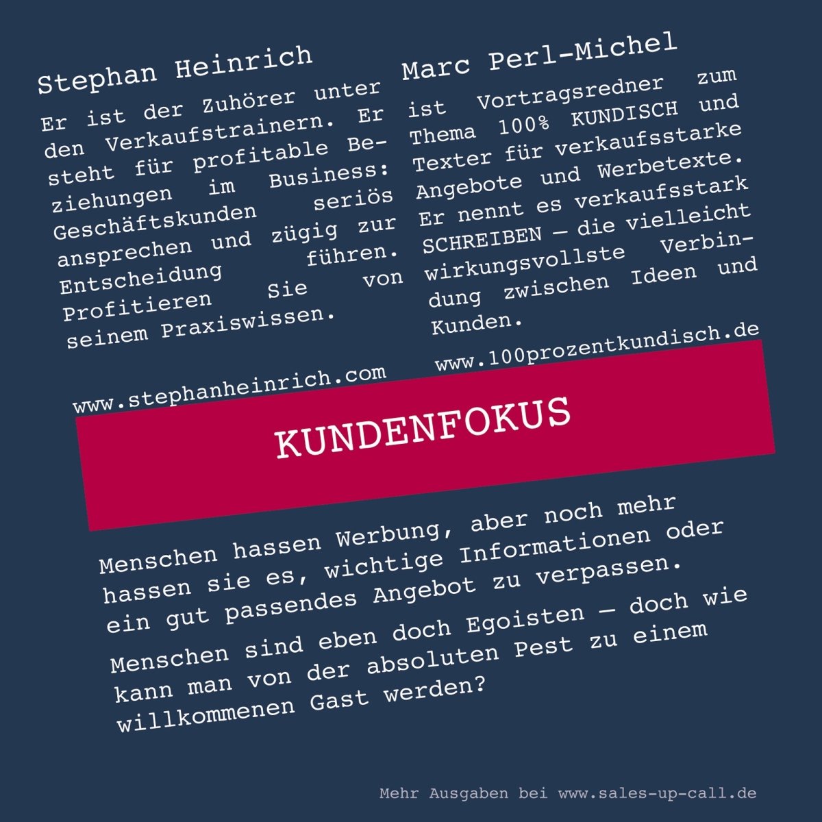 Kundenfokus - Sales-up-Call - Stephan Heinrich