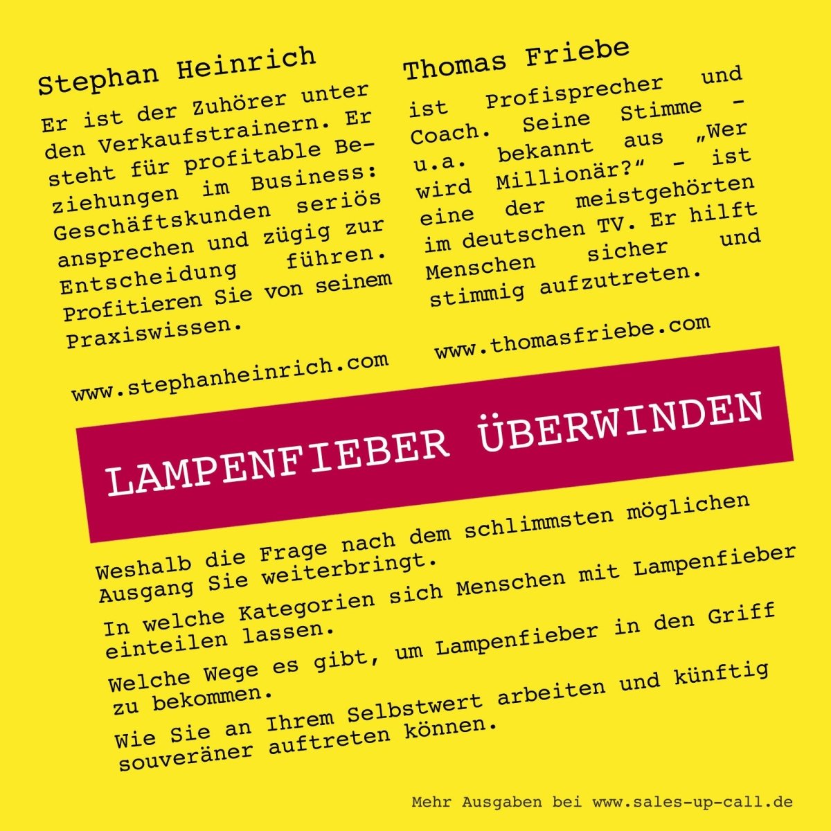 Lampenfieber überwinden - Sales-up-Call