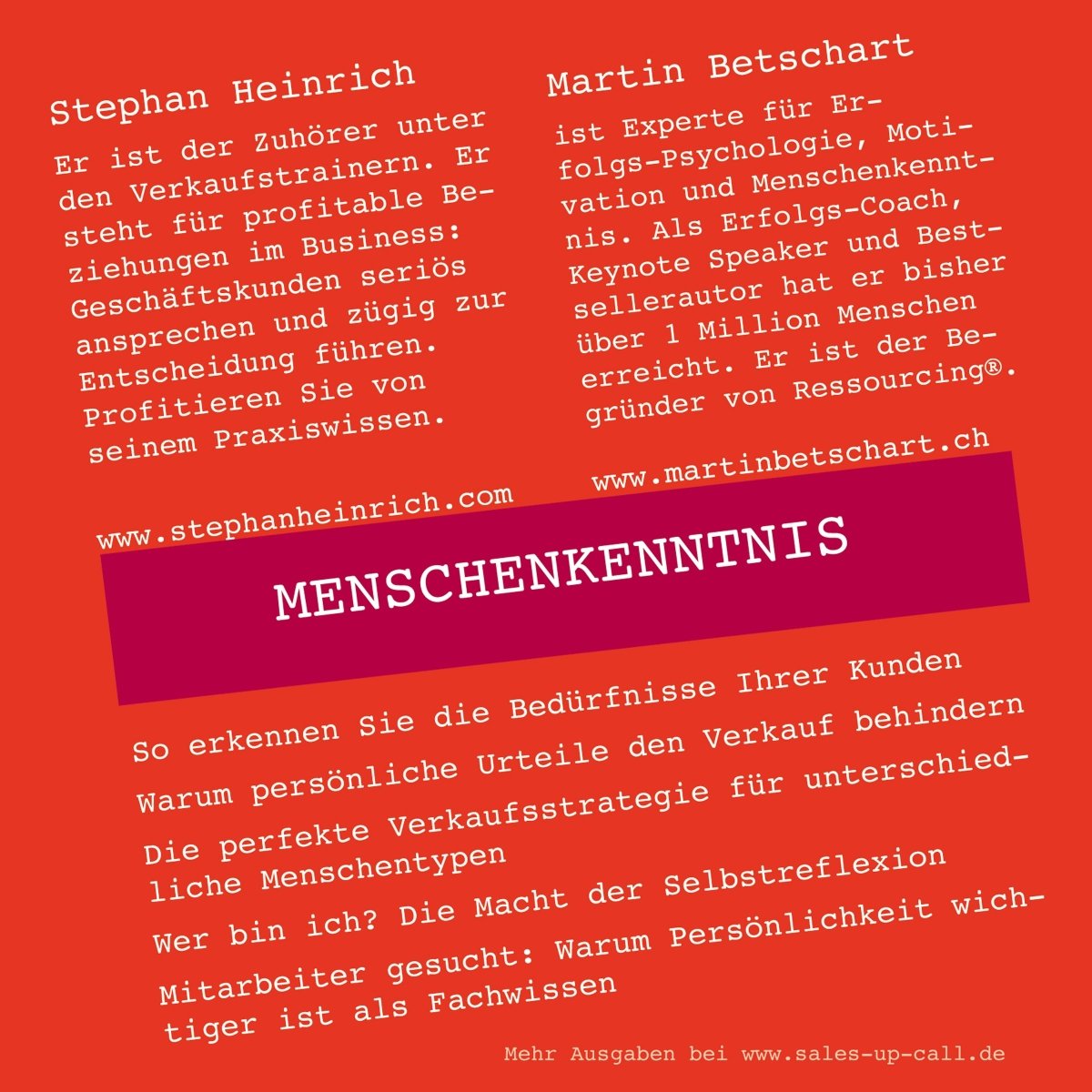 Menschenkenntnis - Sales-up-Call - Stephan Heinrich