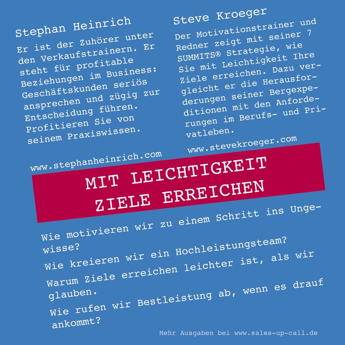Mit Leichtigkeit Ziele erreichen - Sales-up-Call - Stephan Heinrich