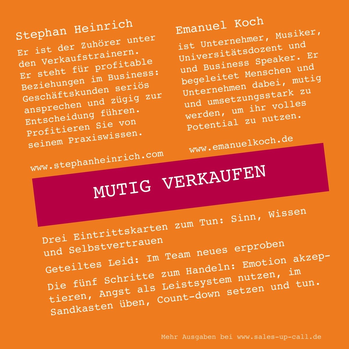Mutig verkaufen - Sales-up-Call - Stephan Heinrich