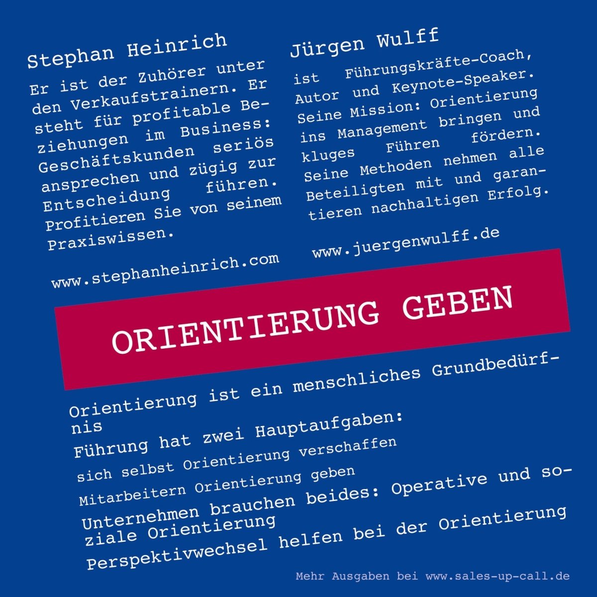 Orientierung geben - Sales-up-Call - Stephan Heinrich
