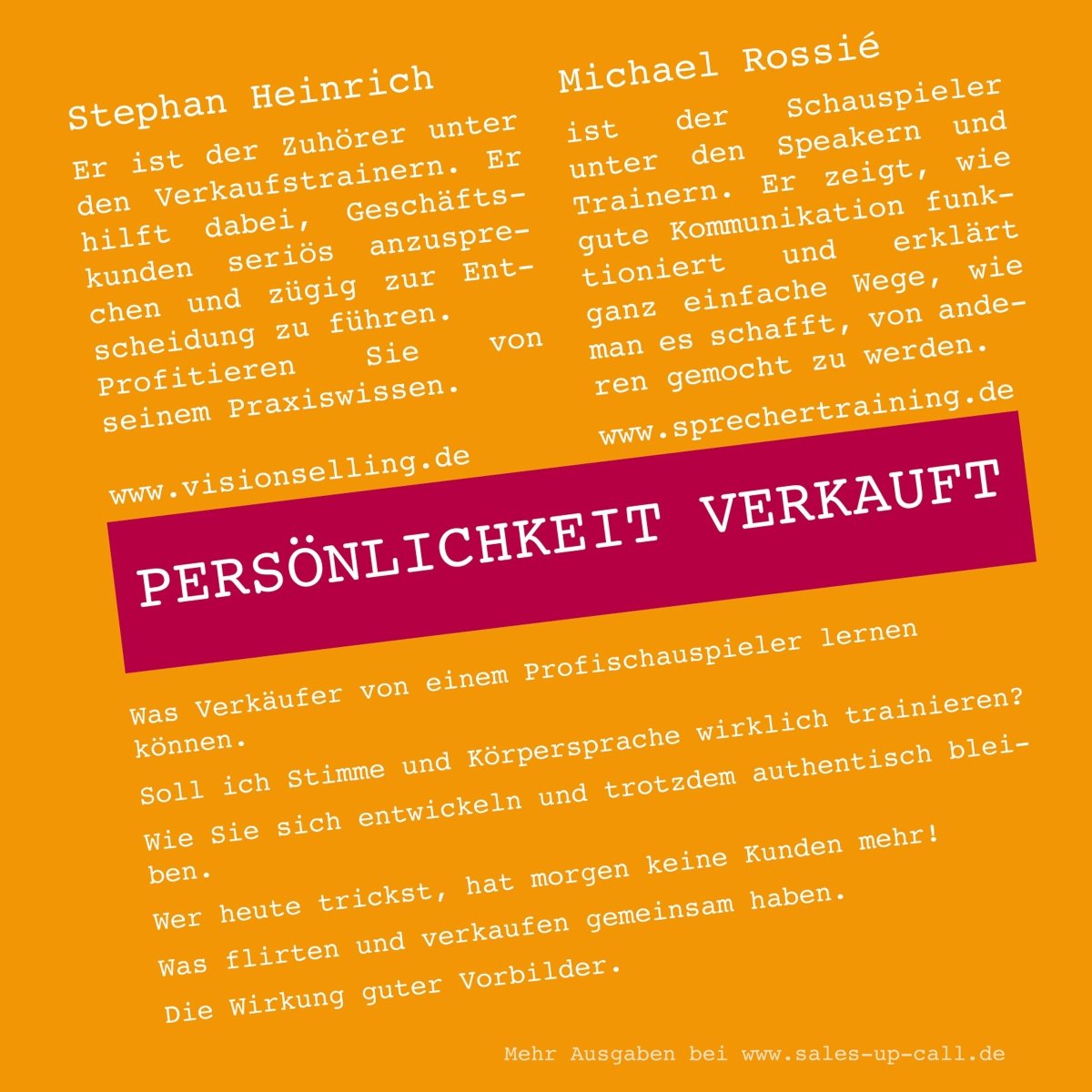 Persönlichkeit verkauft - Sales-up-Call - Stephan Heinrich
