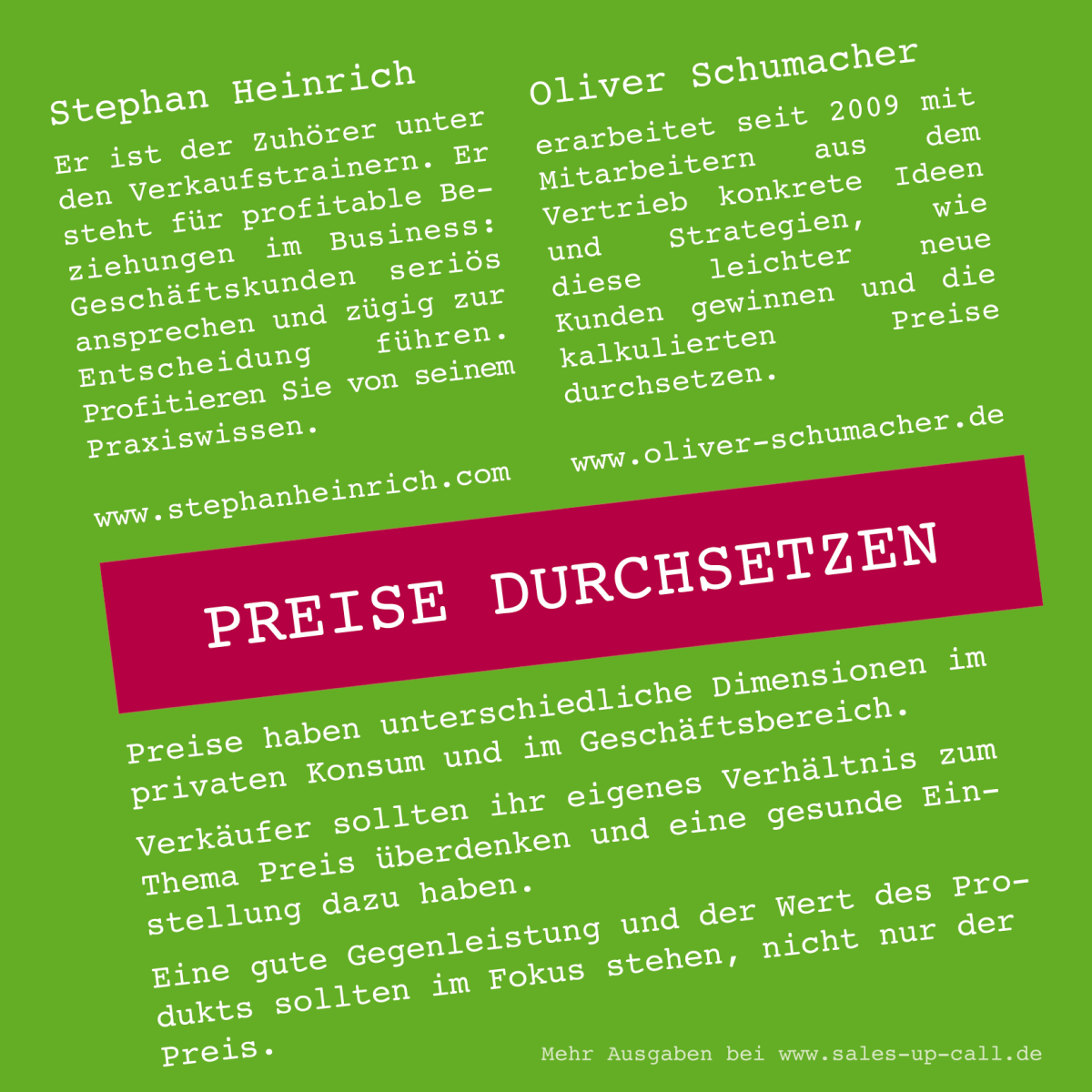 Preise durchsetzen - Sales-up-Call