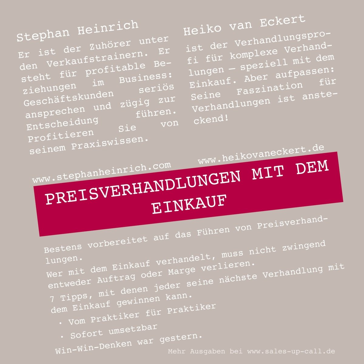 Preisverhandlungen mit dem Einkauf - Sales-up-Call - Stephan Heinrich