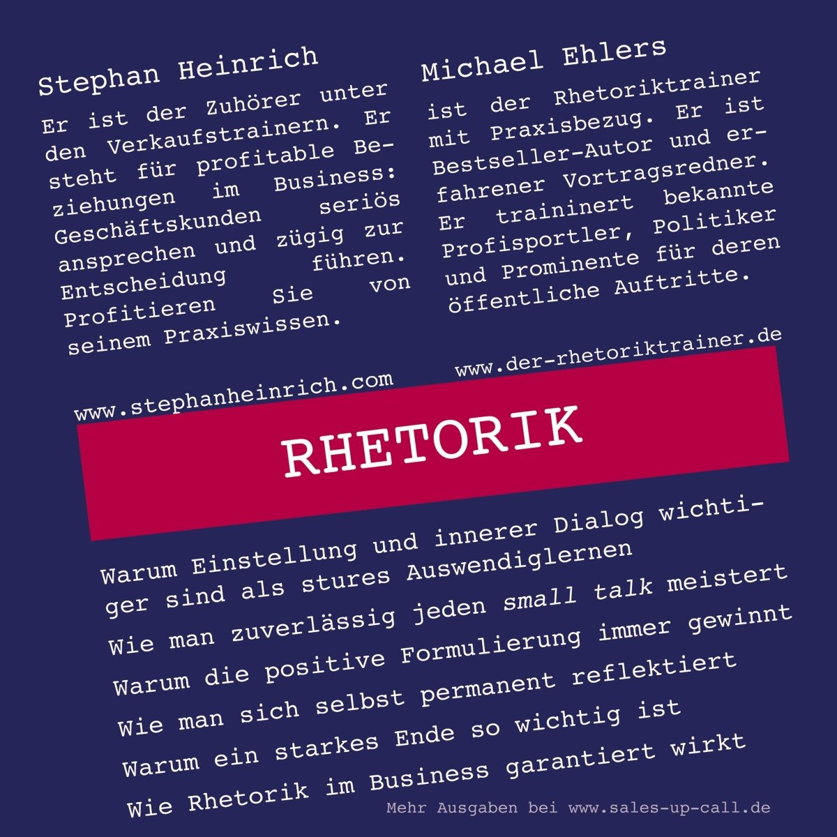 Rhetorik - Sales-up-Call - Stephan Heinrich