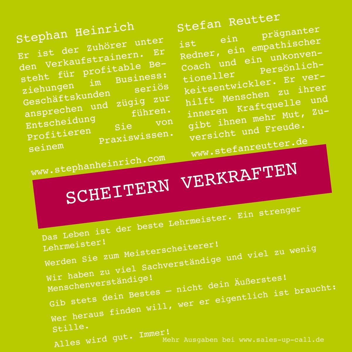 Scheitern Verkraften - Sales-up-Call - Stephan Heinrich