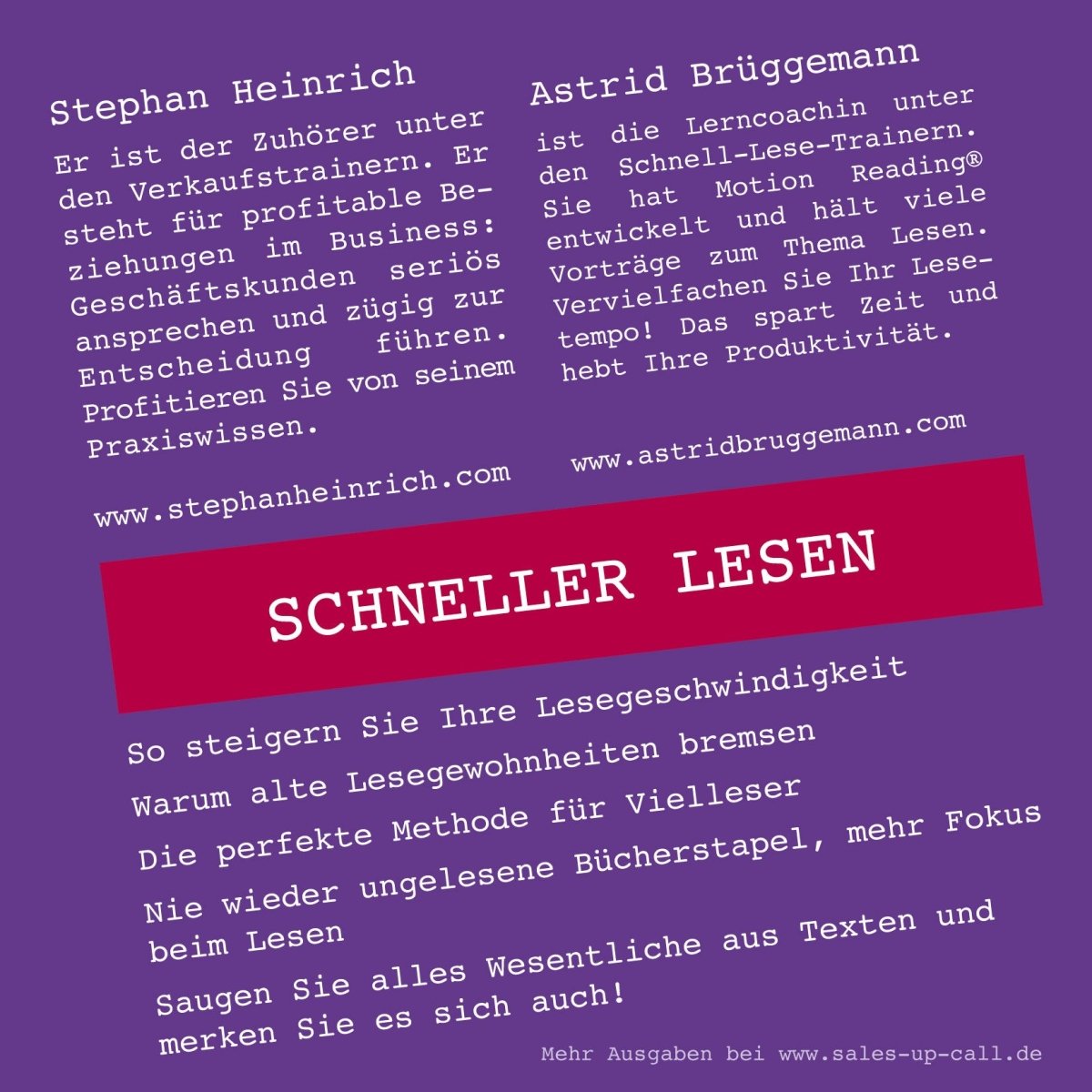 Schneller Lesen - Sales-up-Call - Stephan Heinrich