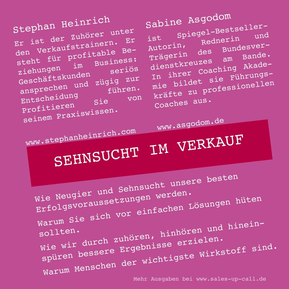 Sehnsucht im Verkauf - Sales-up-Call - Stephan Heinrich