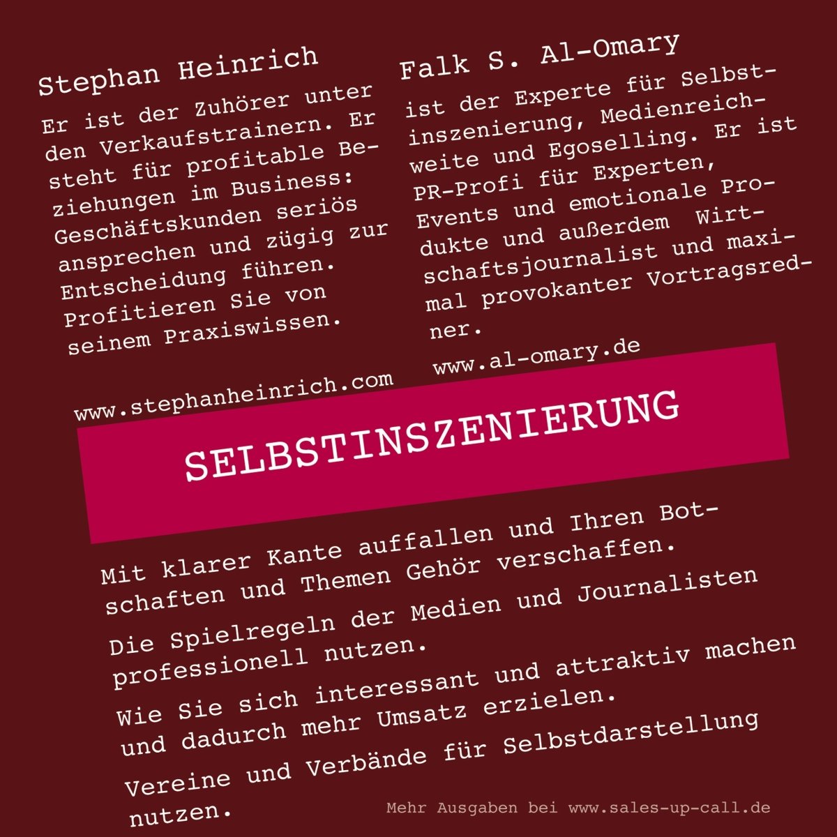 Selbstinszenierung - Sales-up-Call - Stephan Heinrich
