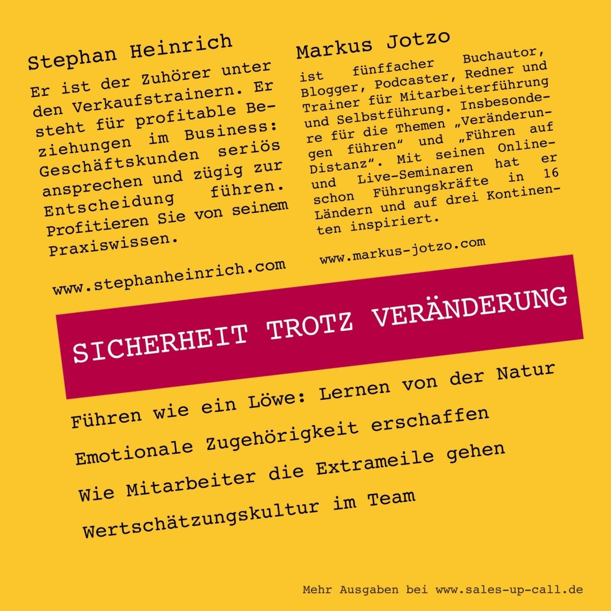 Sicherheit trotz Veränderung - Sales-up-Call - Stephan Heinrich