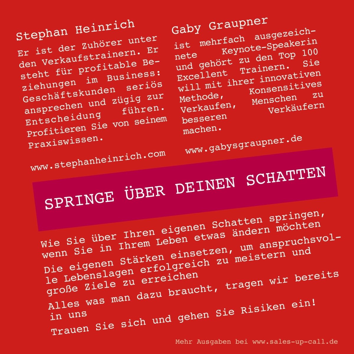 Springe über deinen Schatten - Sales-up-Call - Stephan Heinrich