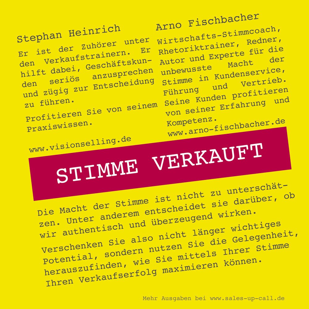 Stimme verkauft - Sales-up-Call - Stephan Heinrich