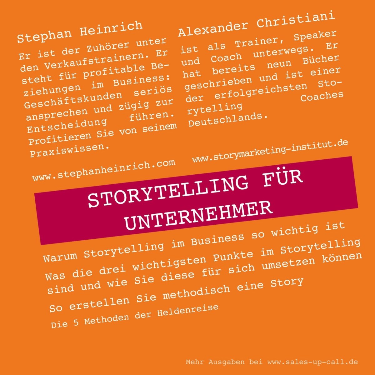 Storytelling für Unternehmer - Sales-up-Call - Stephan Heinrich