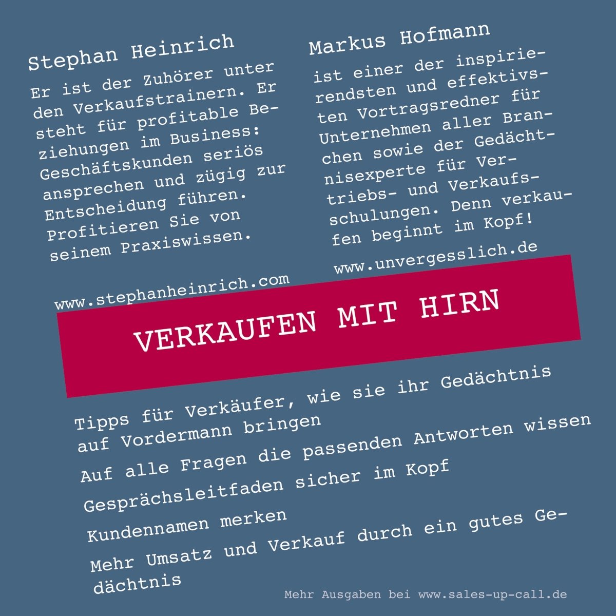 Verkaufen mit Hirn - Sales-up-Call - Stephan Heinrich