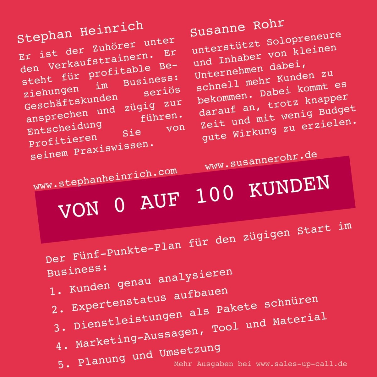 Von 0 auf 100 Kunden - Sales-up-Call - Stephan Heinrich