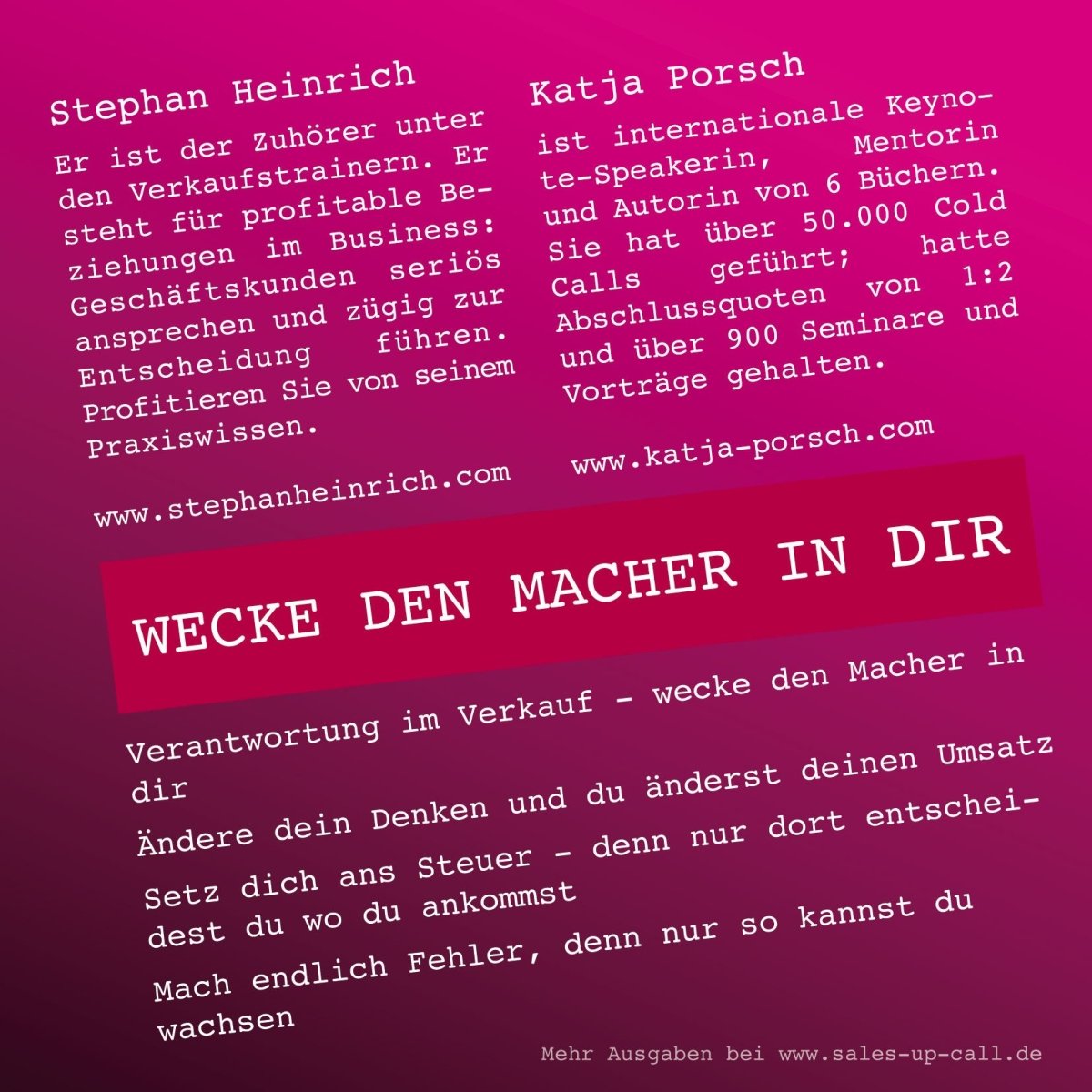 Wecke den Macher in dir - Sales-up-Call