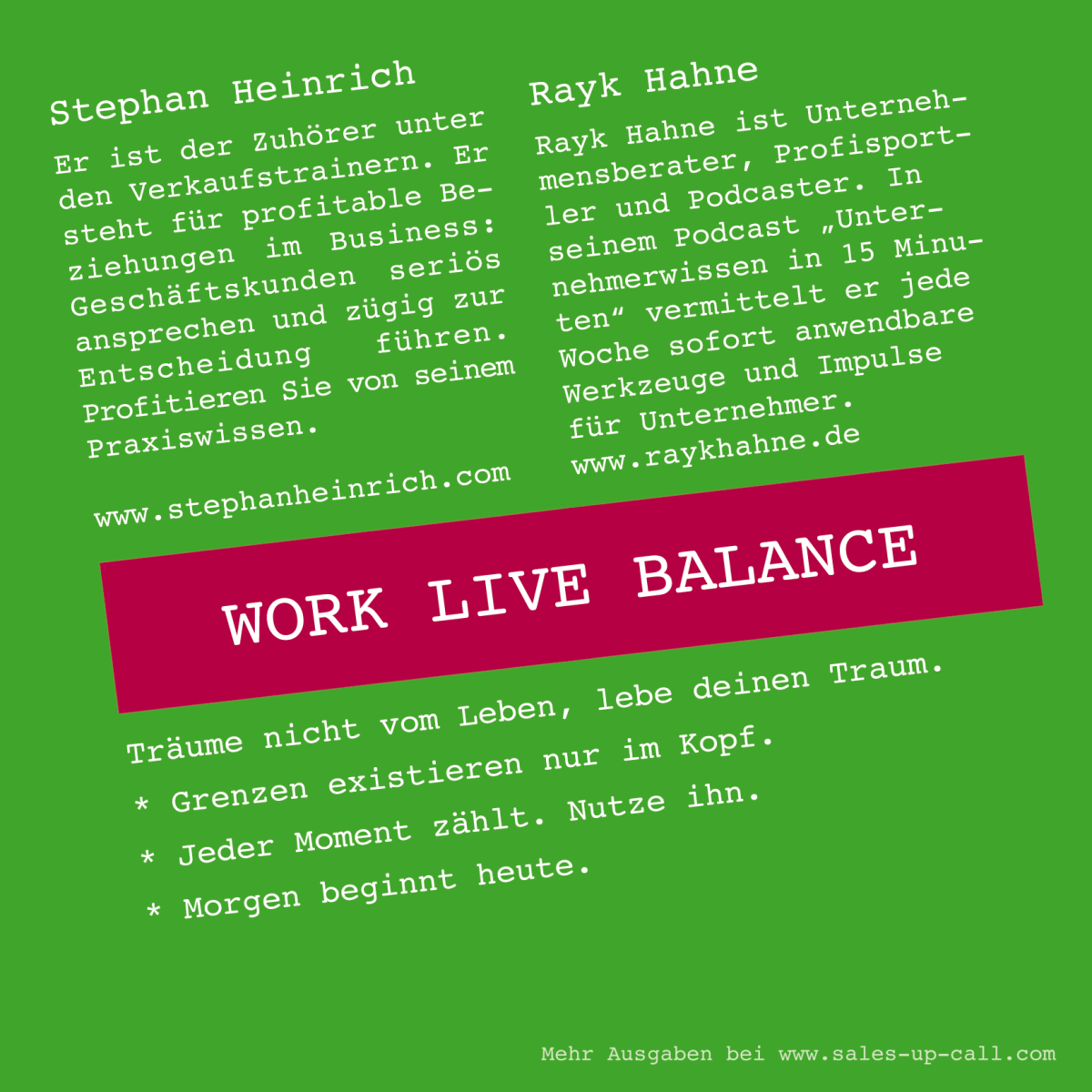 Work Live Balance - Sales-up-Call