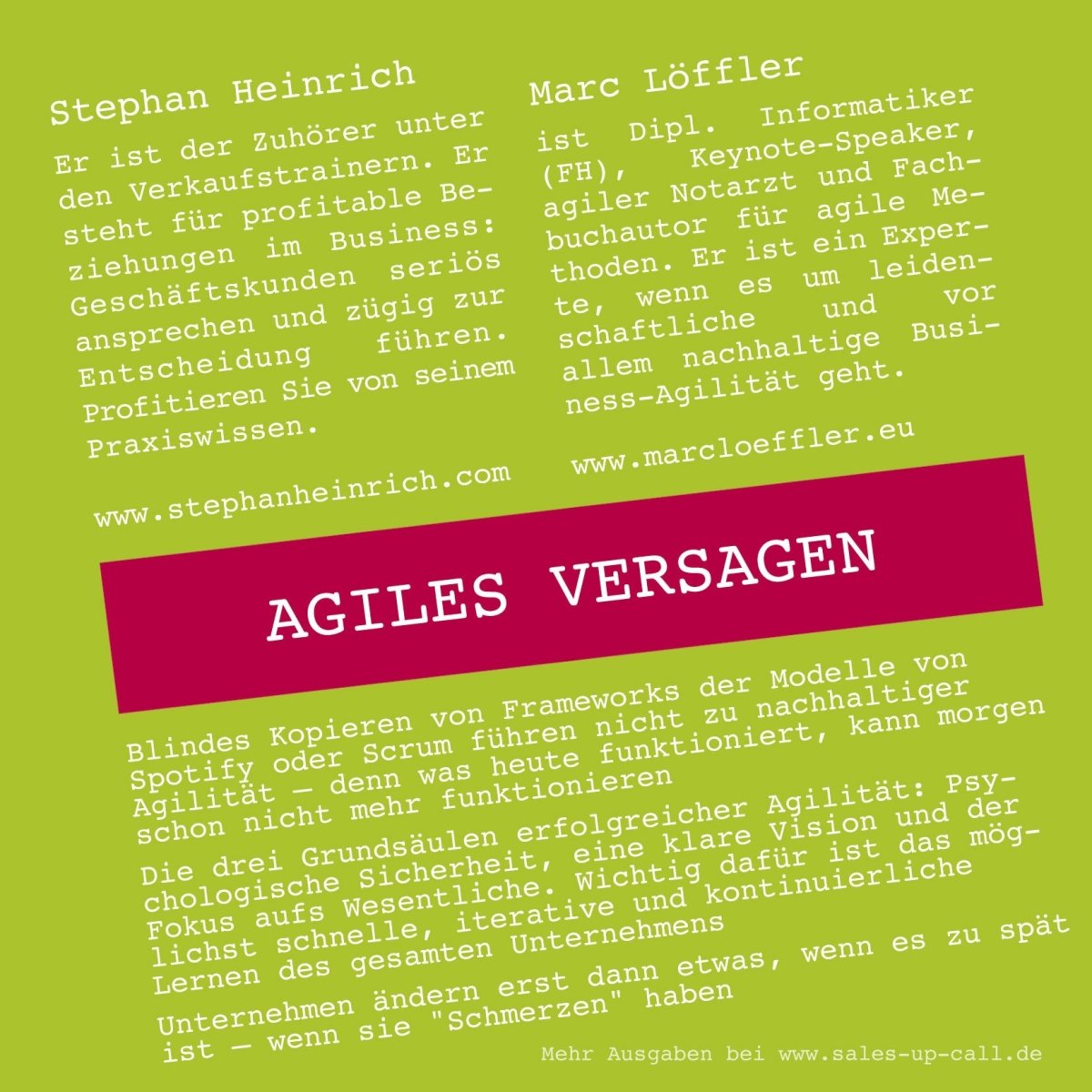 Agiles Versagen - Sales-up-Call - Stephan Heinrich