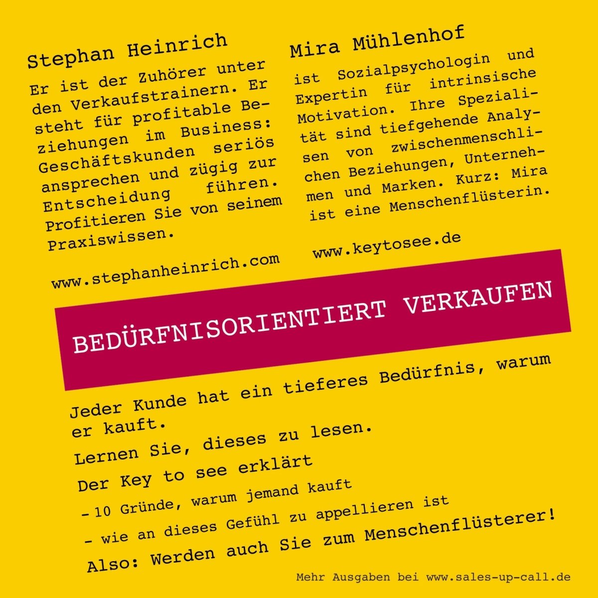 Bedürfnisorientiertes Verkaufen - Sales-up-Call - Stephan Heinrich