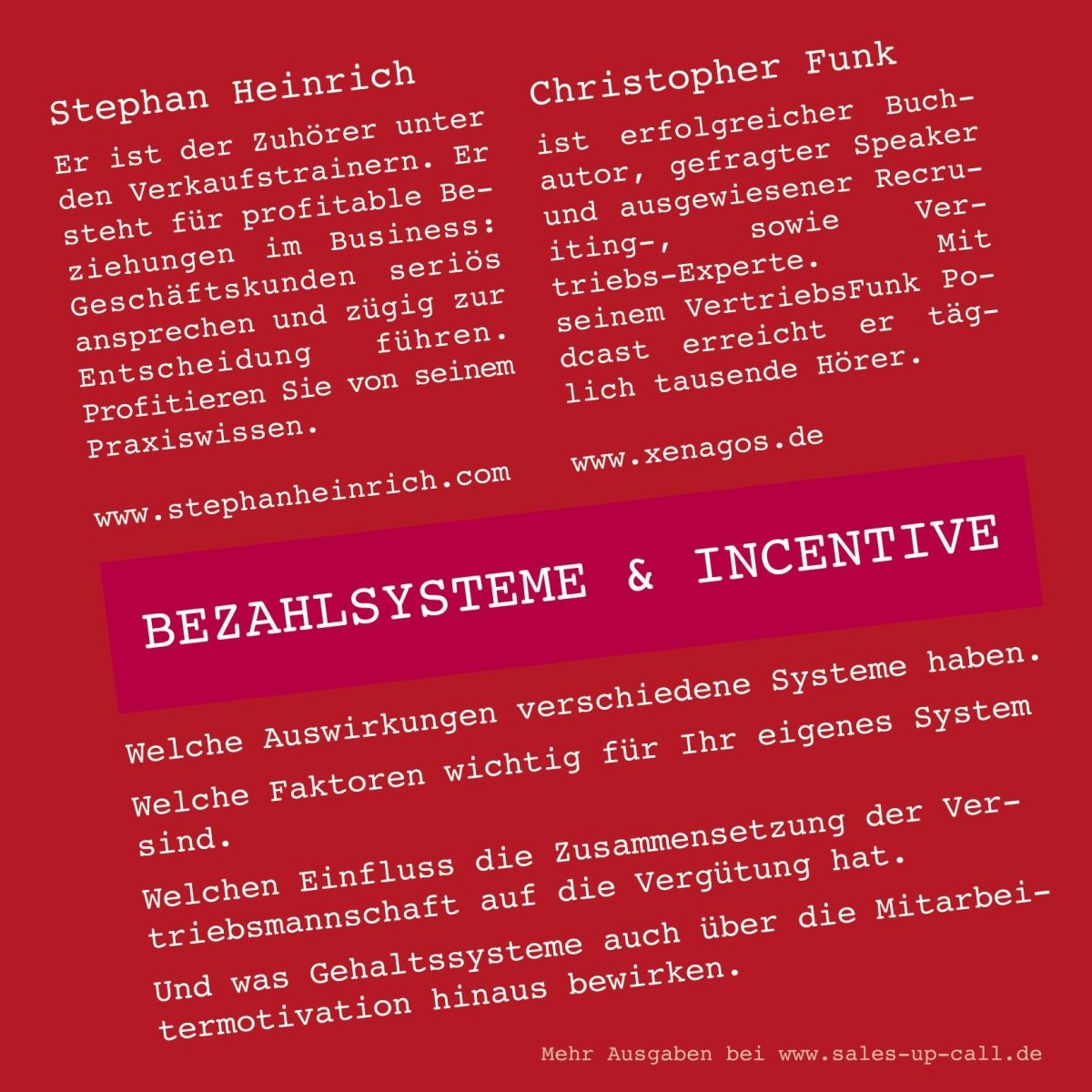 Bezahlsysteme & Incentive - Sales-up-Call - Stephan Heinrich