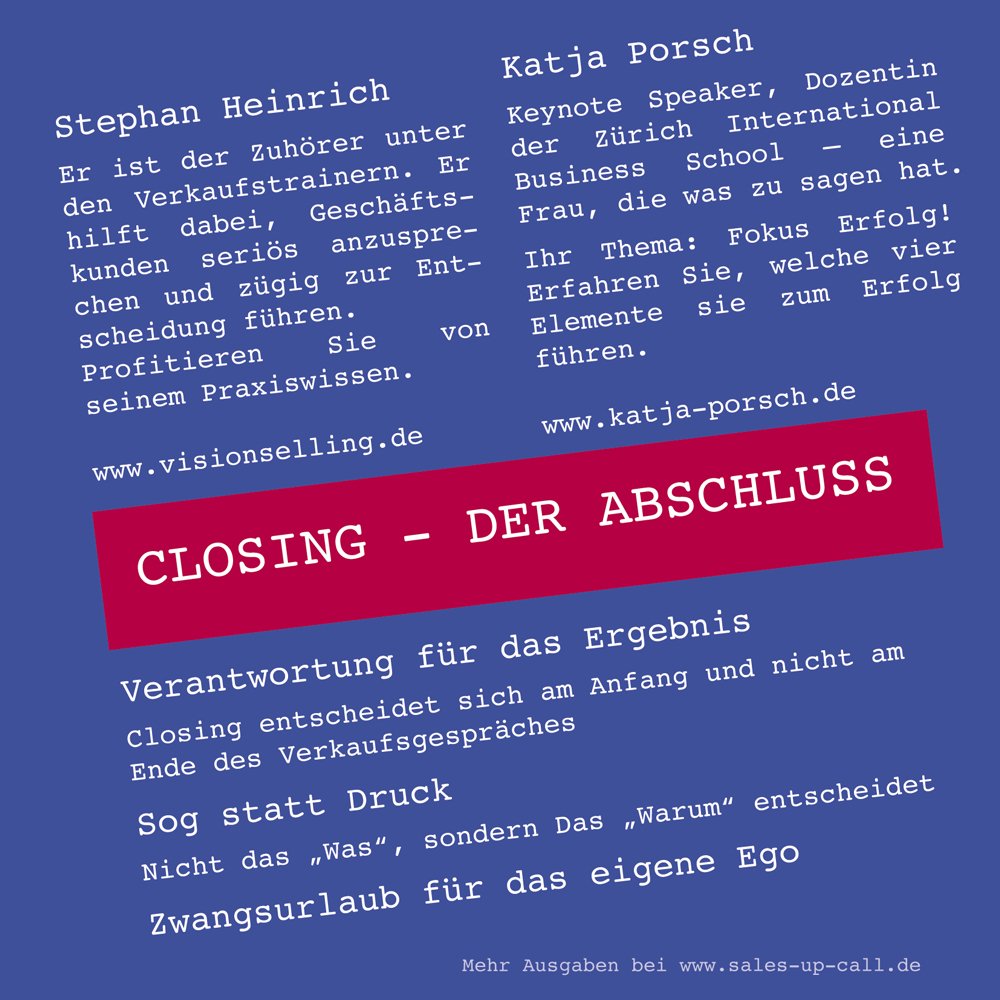 Closing - der Abschluss - Sales-up-Call - Stephan Heinrich