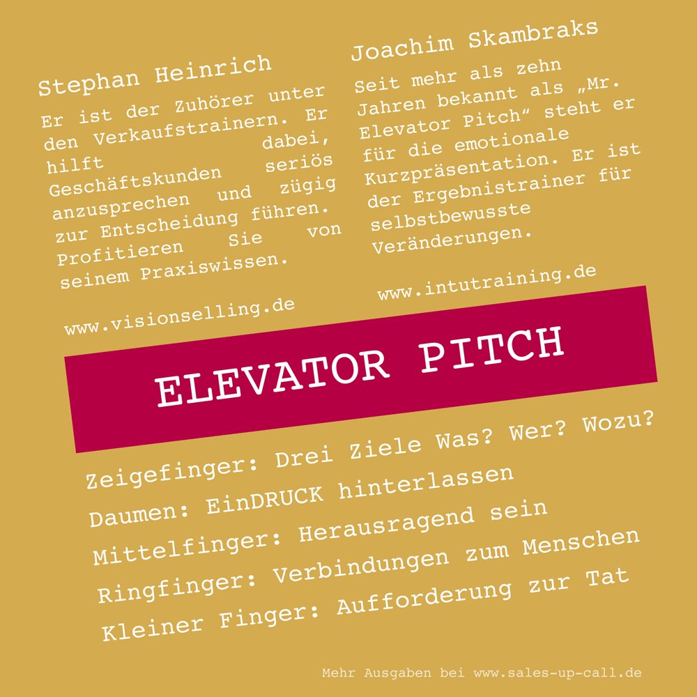 Elevator Pitch - Sales-up-Call - Stephan Heinrich