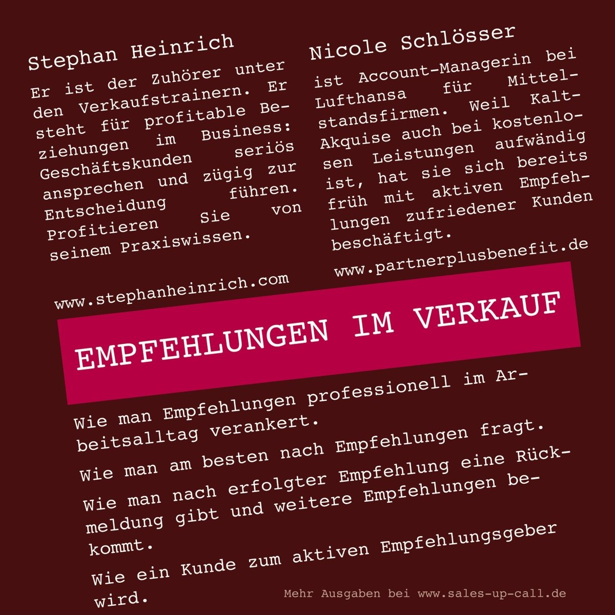 Empfehlungen im Verkauf - Sales-up-Call - Stephan Heinrich