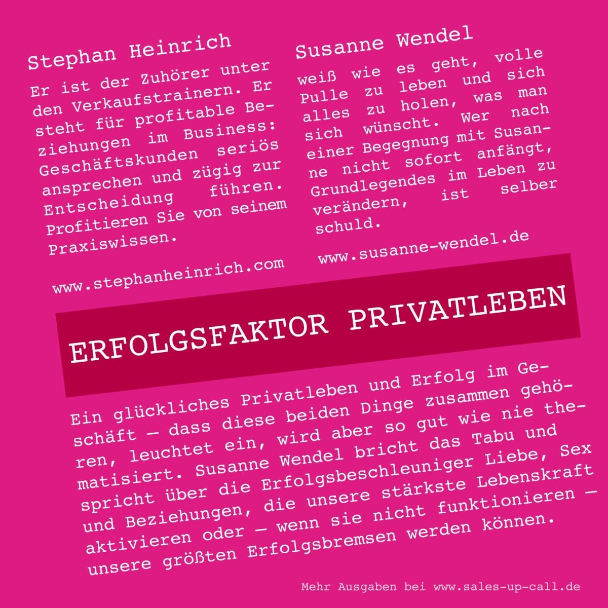 Erfolgsfaktor Privatleben - Sales-up-Call - Stephan Heinrich
