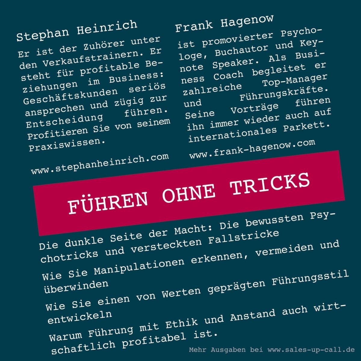 Führen ohne Tricks - Sales-up-Call - Stephan Heinrich