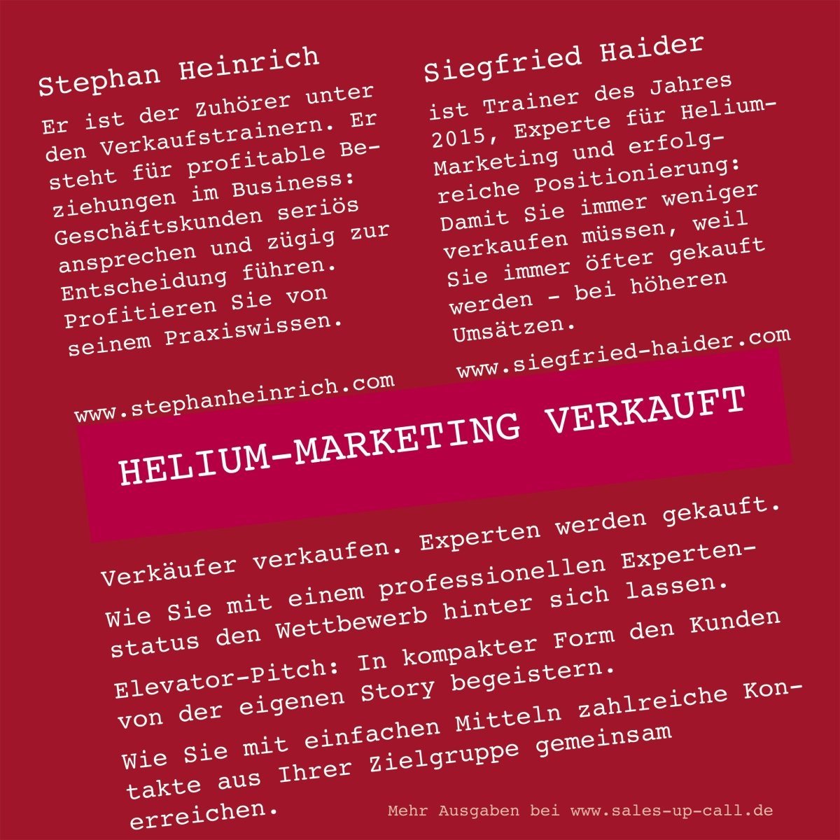 Helium-Marketing verkauft - Sales-up-Call - Stephan Heinrich