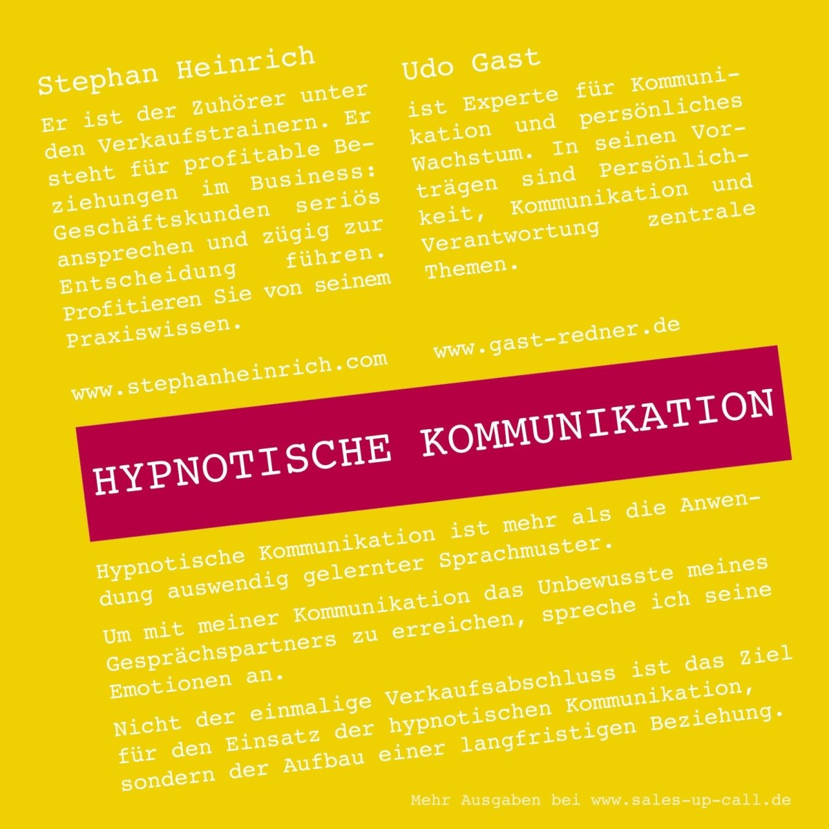 Hypnotische Kommunikation - Sales-up-Call - Stephan Heinrich