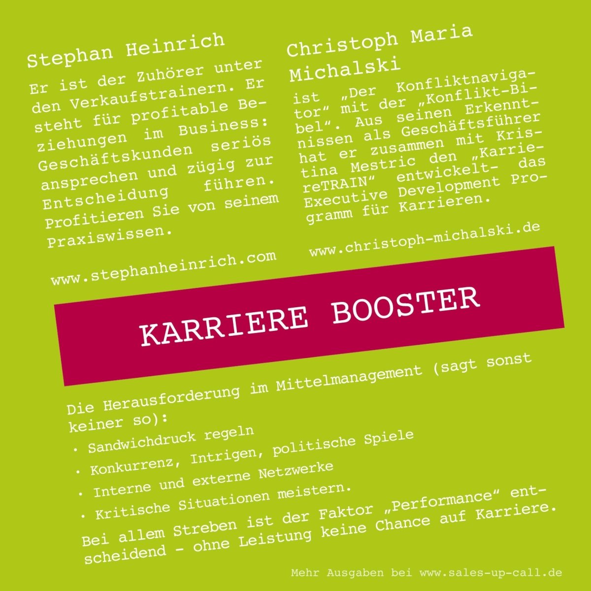 Karriere Booster - Sales-up-Call