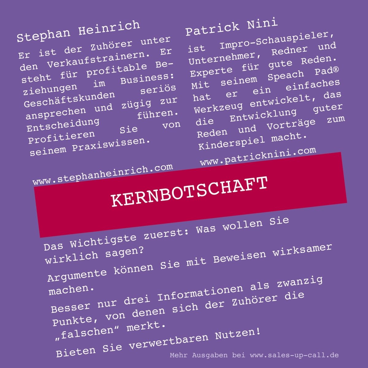 Kernbotschaft - Sales-up-Call - Stephan Heinrich