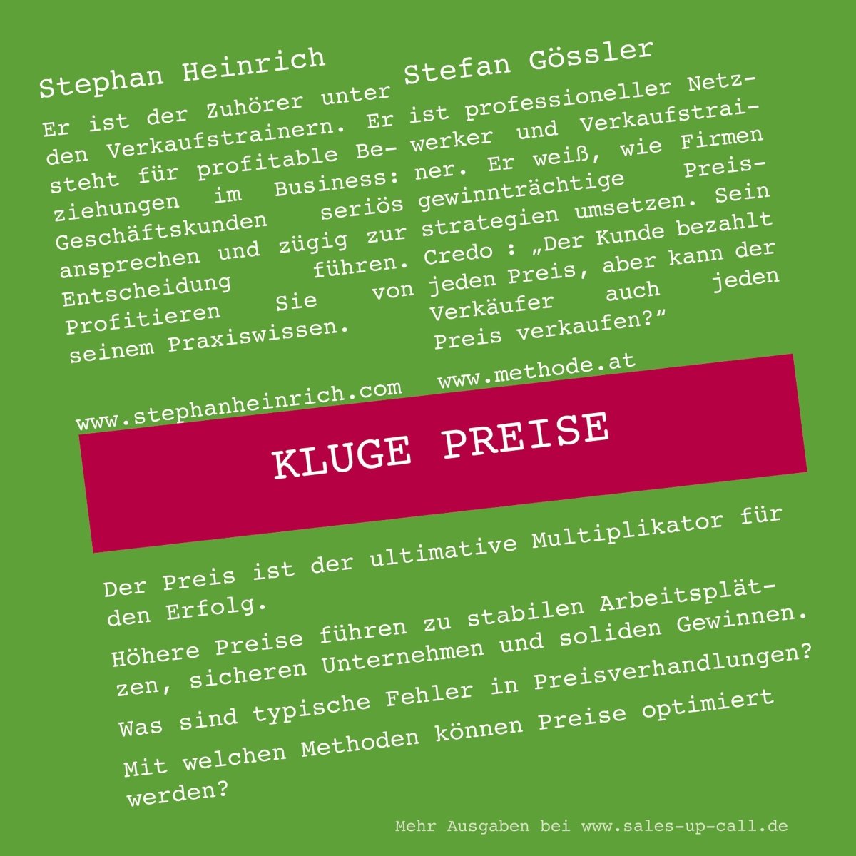 Kluge Preise - Sales-up-Call - Stephan Heinrich