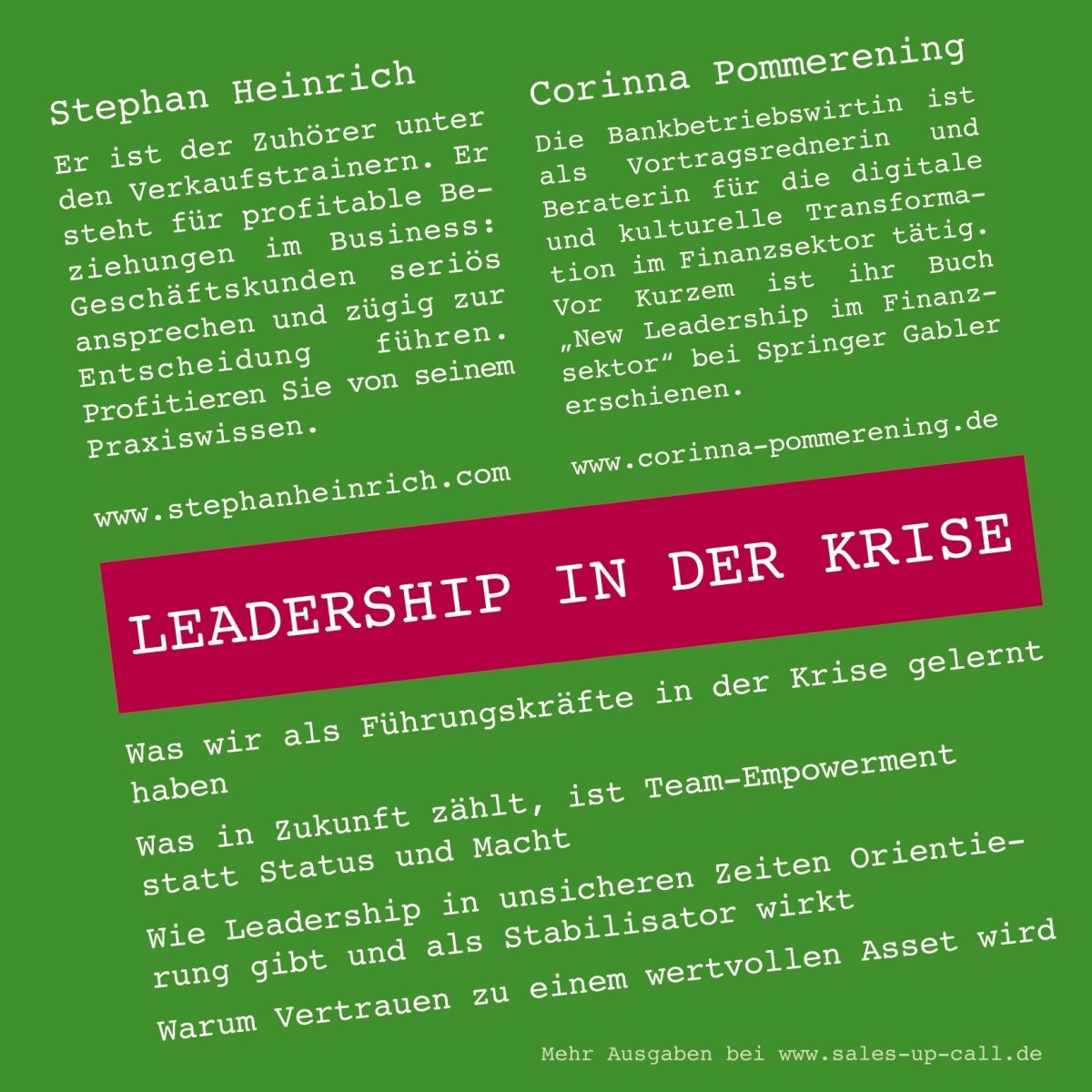 Leadership in der Krise - Sales-up-Call - Stephan Heinrich