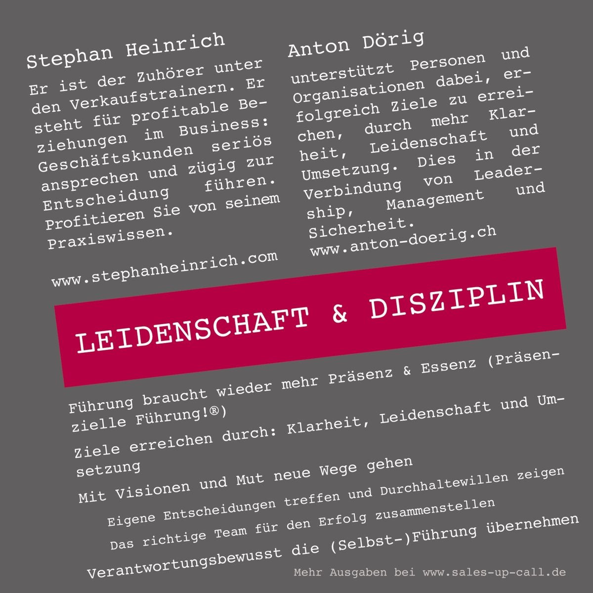 Leidenschaft & Disziplin - Sales-up-Call - Stephan Heinrich