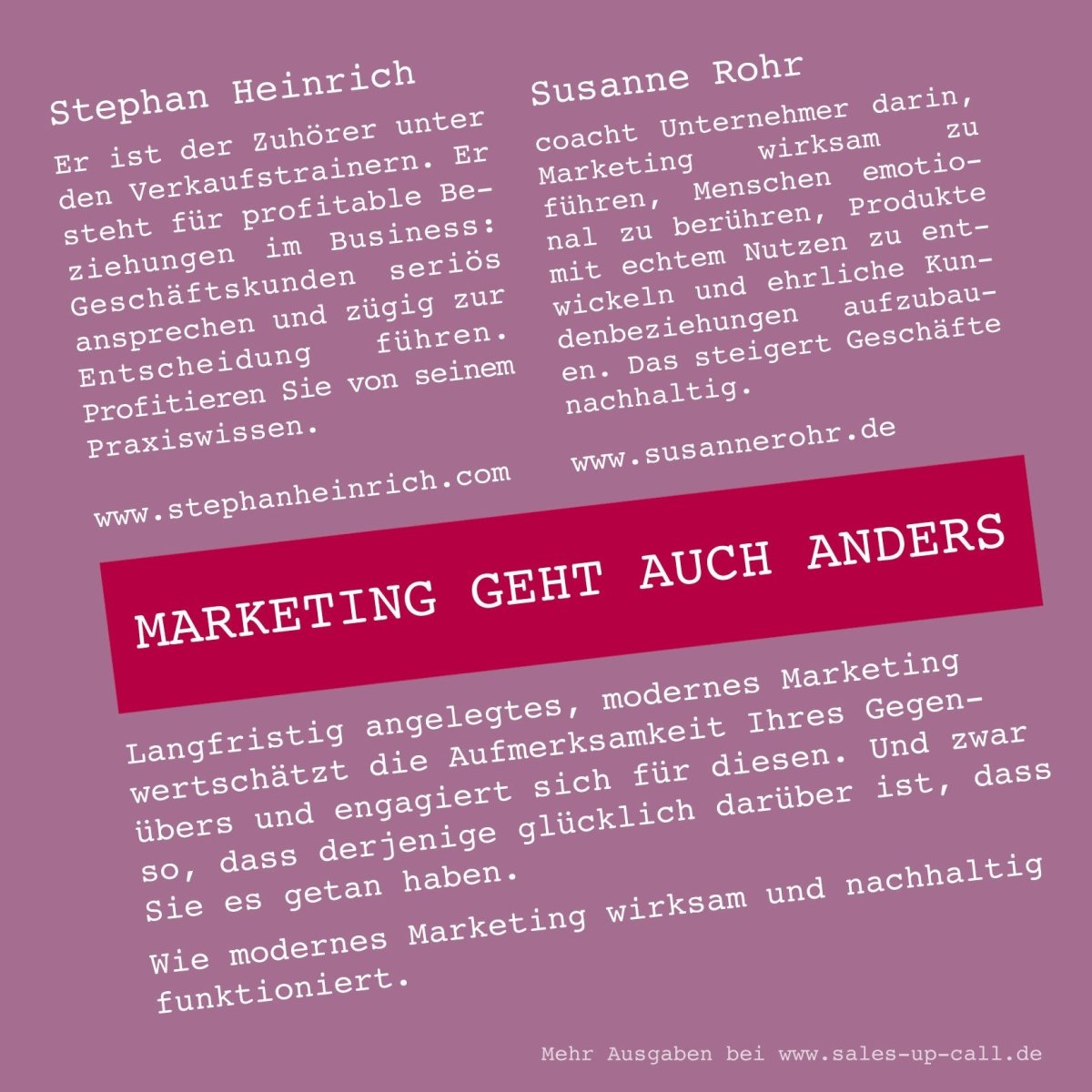 Marketing geht auch anders - Sales-up-Call - Stephan Heinrich