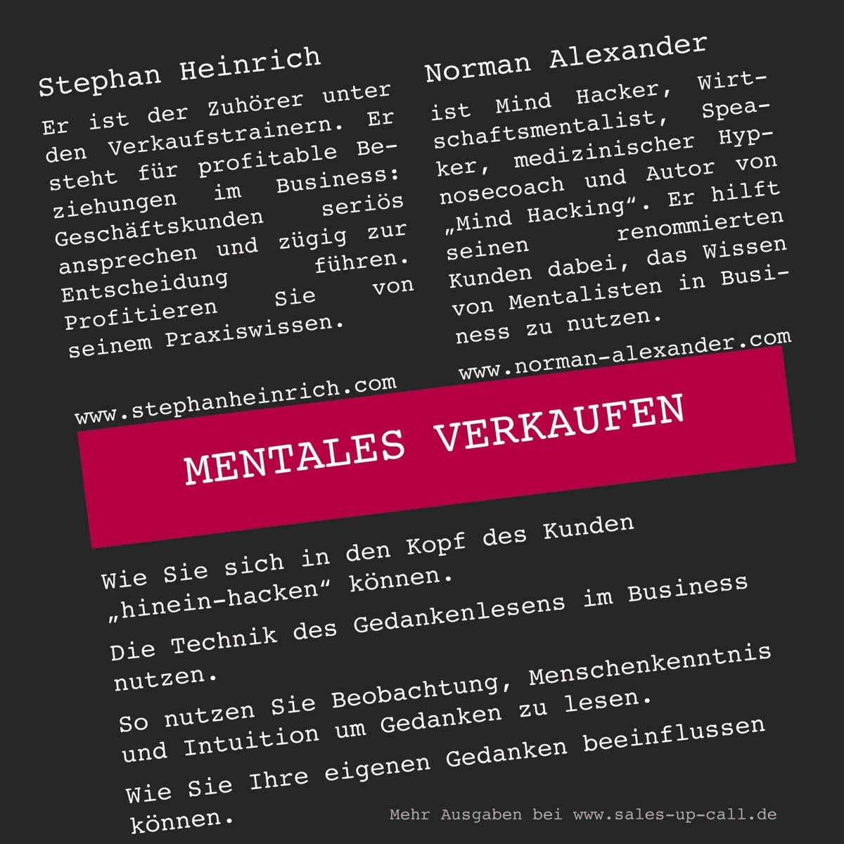 Mentales Verkaufen - Sales-up-Call - Stephan Heinrich