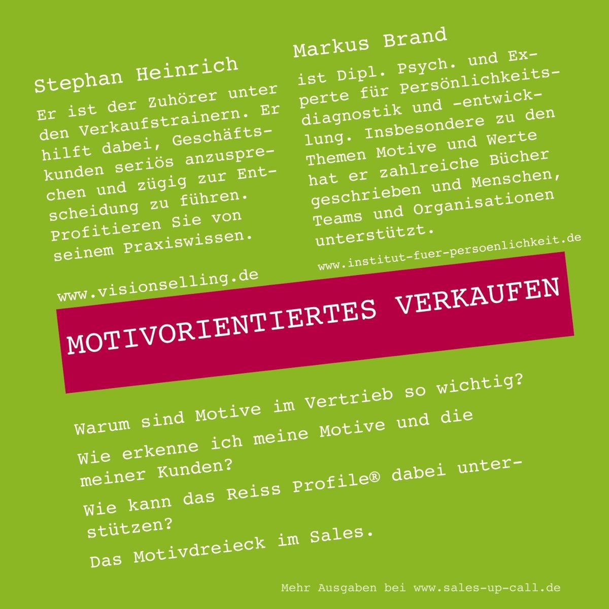 Motivorientiertes Verkaufen - Sales-up-Call - Stephan Heinrich