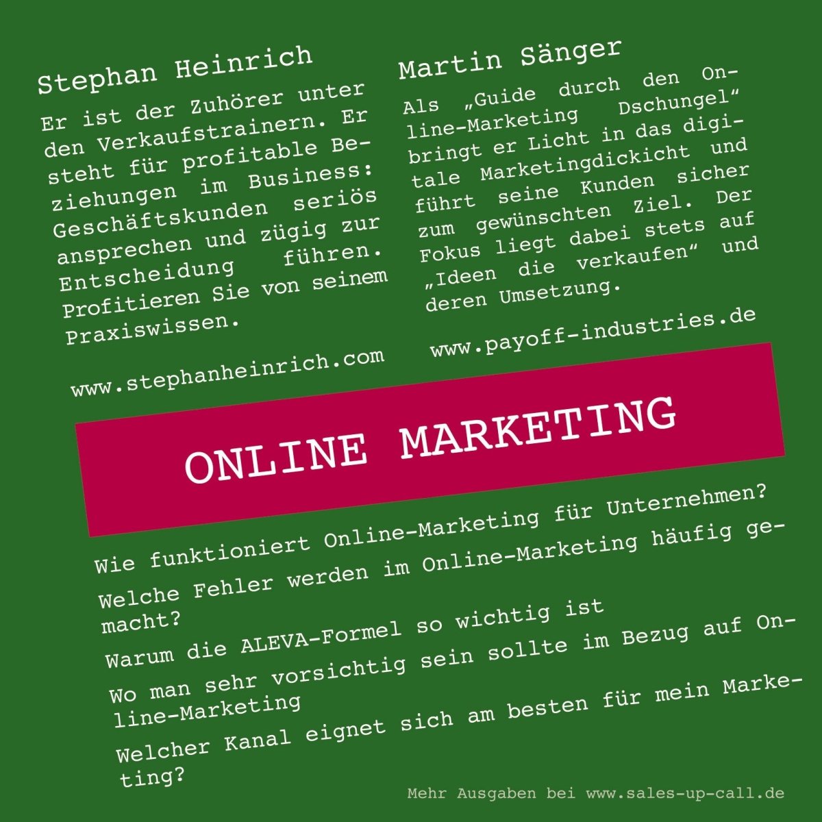 Online Marketing - Sales-up-Call - Stephan Heinrich
