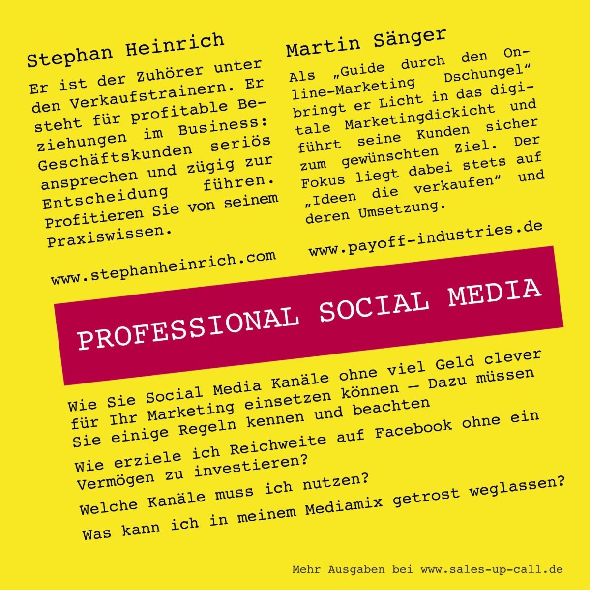 Professional Social Media - Sales-up-Call - Stephan Heinrich