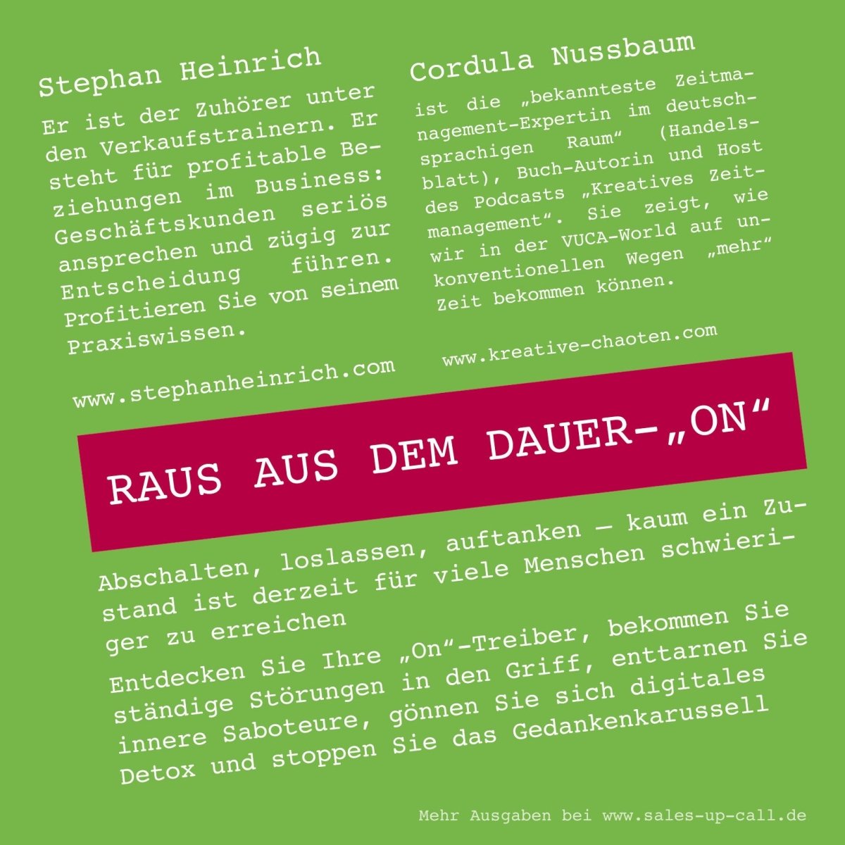 Raus aus dem Dauer-„ON“ – Sales-up-Call - Stephan Heinrich