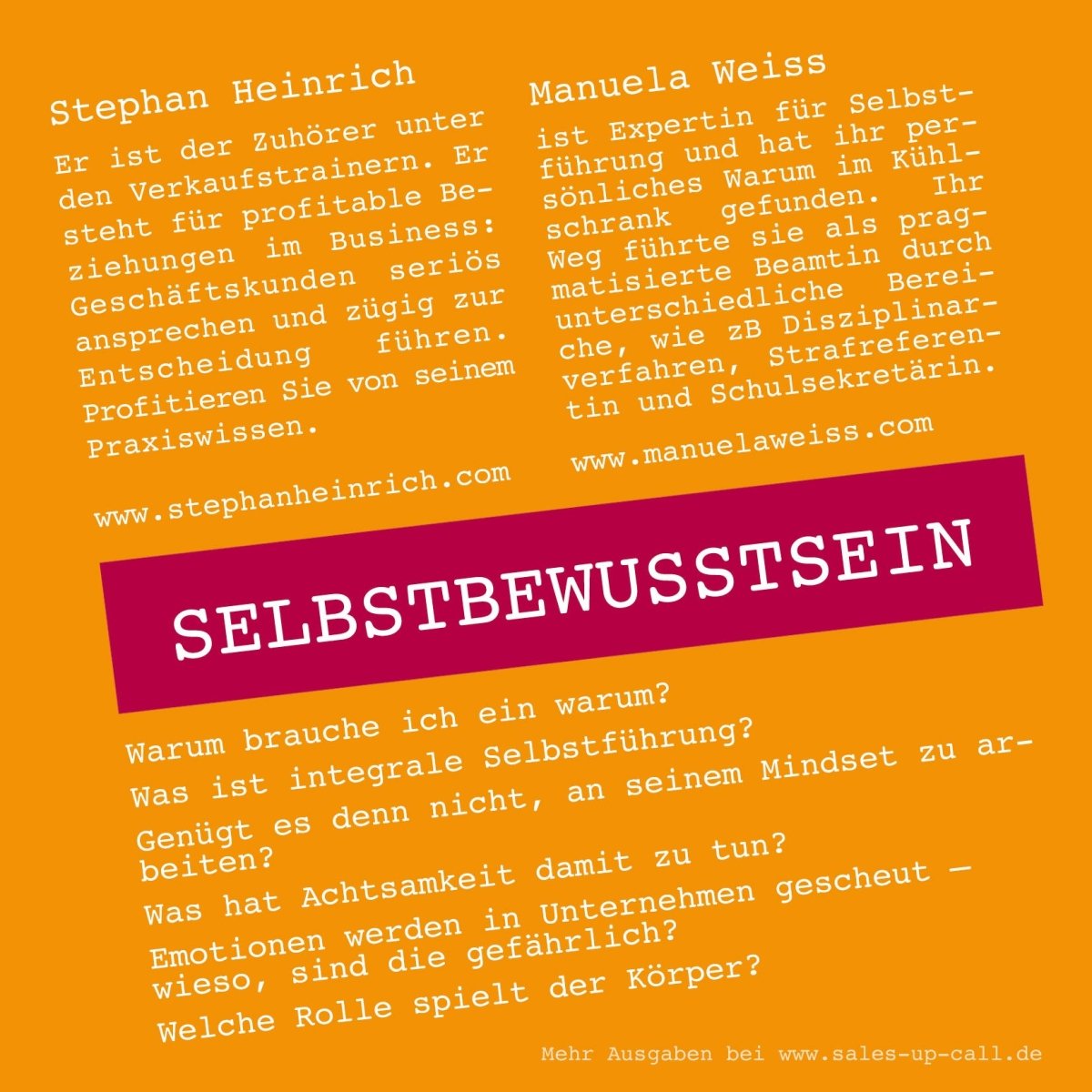 Selbstbewusstsein - Sales-up-Call - Stephan Heinrich